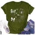 thumbnail image 1 of NAMTYQX Summer Tops Cool Patterned Oversize Print Loose Fitting Light Scoop Neck Short Sleeve Casual Tops for Women Trendy Army Green Size M, 1 of 4