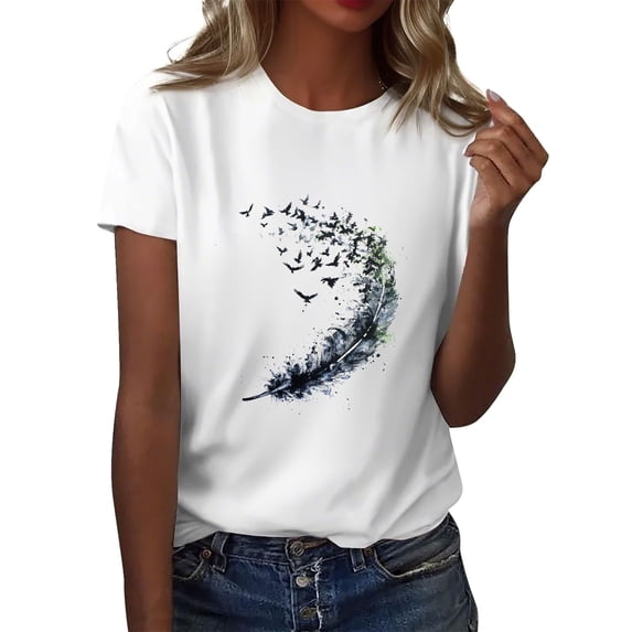 NAMTYQX Womens Oversized Tee Shirts Plus Size Stylish Loose Fit Crewneck Basic Short Sleeve Light Patterned Softest White Size 3XL