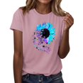 thumbnail image 1 of NAMTYQX Womens Spring Tops Loose Fitting Plus Size Cool Light Casual Graphic Crew Neck Muster Short Sleeve Blouses for Women Pink Size M, 1 of 5