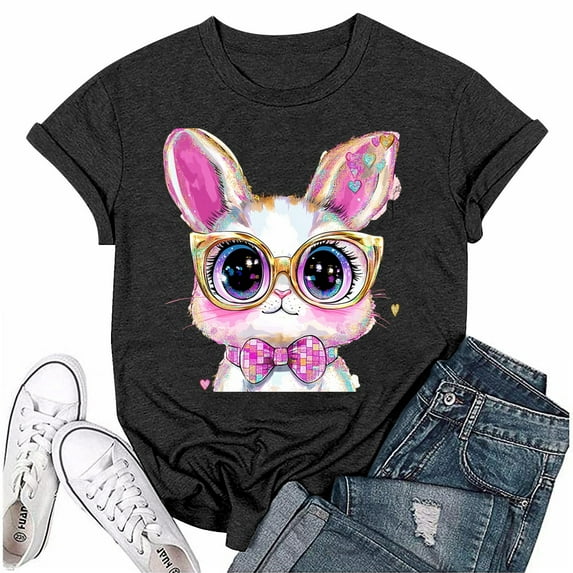 NAMTYQX Womens Spring Tops Print Breathable Lightweight Crewneck Plus Size Simple Boyfriend Muster Short Sleeve Plus Size Blouses for Women Black Size XL