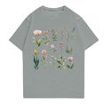 thumbnail image 1 of NAMTYQX Womens Spring Tops Short Sleeve Lightweight Fashion Graphic Gemusterte Breathable Loose Fitting Plus Size Round Neck Short Sleeve Blouses for Women Gray Size S, 1 of 4