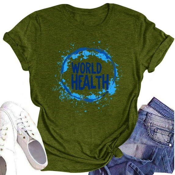 NAMTYQX Womens T Shirts Loose Fit Patterns Light Short Sleeve Plus Size Muster Comfy Crew Neck Soft Fashion Cute Shirts for Women Army Green Size XL