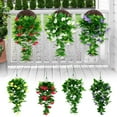thumbnail image 1 of Clearance Under 10$! Outdoor Home Decoration Fake Flowers 5-pronged Imitation Morning Wall Hanging Trumpet Flower Imitation Flower Rattan Decorative Flower Chlorophytum Comosum, 1 of 7