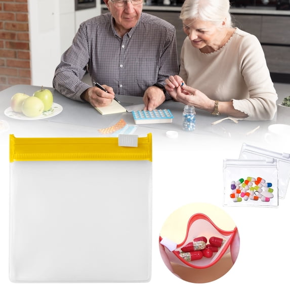 Clearance 10-Pack Reusable Transparent Zipper Pouches with Slide Lock, Compact Pill & Small Item Organizers, 10 Vibrant Colors, for Travel & Daily Use