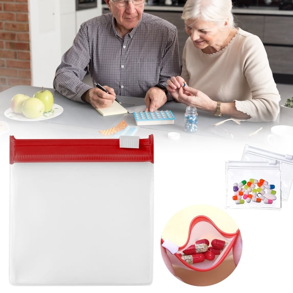 Clearance 10-Pack Reusable Transparent Zipper Pouches with Slide Lock, Compact Pill & Small Item Organizers, 10 Vibrant Colors, for Travel & Daily Use