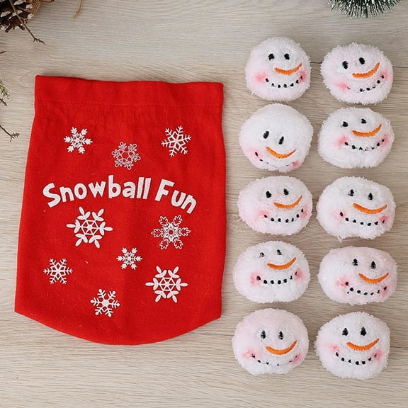 Clearance! 10 Pcs Plush Snowmen Snowball Fight Snowmen with Bag Plush Snowballs Fun Snowman Toys Snowball Toys for Kids Adults Snowball Fight Christmas Decoration