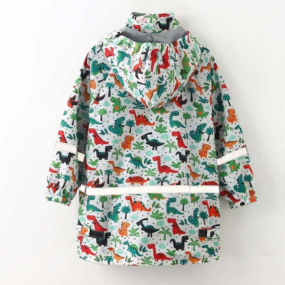 Clearance Under $10 Pitauce Rain Jackets for Girls and Boys Toddlers Raincoat Jacket Cute Print Lightweight Waterproof Hooded Mid-Length Jacket with Pockets