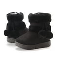 thumbnail image 1 of Pitauce Snow Boots for Girls Soft Soled Outdoor Shoes Solid Color Hairball Winter Thick Warm Booties Waterproof Non Slip Booties with Side Zipper, 1 of 1