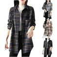thumbnail image 1 of Plus Size Plaid Jackets for Womens Winter Fashion European Brushed Plaid Shirt Women's Long Sleeved Jacket Long Sleeved Hooded Casual Jacket, 1 of 6