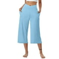 thumbnail image 1 of Clearance under 10$ Sevevn Solid Elastic Waist Pocket Cropped Pants Casual Stretchy Stylish Pants For Spring Summer Women's Clothing Early Access Deals Light Blue XXXL, 1 of 7