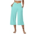 thumbnail image 1 of Clearance under 10$ Sevevn Solid Elastic Waist Pocket Cropped Pants Casual Stretchy Stylish Pants For Spring Summer Women's Clothing Summer Clearance Mint Green L, 1 of 7