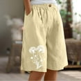 thumbnail image 1 of Sevevn Women's Casual Printed Half Shorts Pants Summer Elastic Waist Buttons Casual Pockets Pants Clearance Sales Online Deals Beige M, 1 of 4