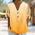 thumbnail image 1 of Clearance under 10$ Sevevn Women's Non Positioning Printed V-neck Button Short Sleeved Tied Loose T-shirt Fashionable Casual Top Clearance Sales Online Deals Yellow L, 1 of 7