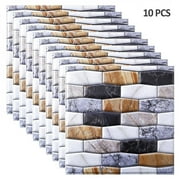 Clearance! 10-Sheet Premium Stick On Kitchen Backsplash Tiles, 12"x12" Peel and Stick Self Adhesive Bathroom 3D Wall Tiles, Marble Design