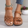 thumbnail image 1 of Sandals for Women Summer New Large Size Wedge With Fish Mouth Solid One Line Buckle Beach Sandals, 1 of 5