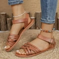 thumbnail image 1 of Sandals for Women Casual Summer Solid Strap Comfortable Flat Versatile Roman Beach Shoes Sandals, 1 of 9