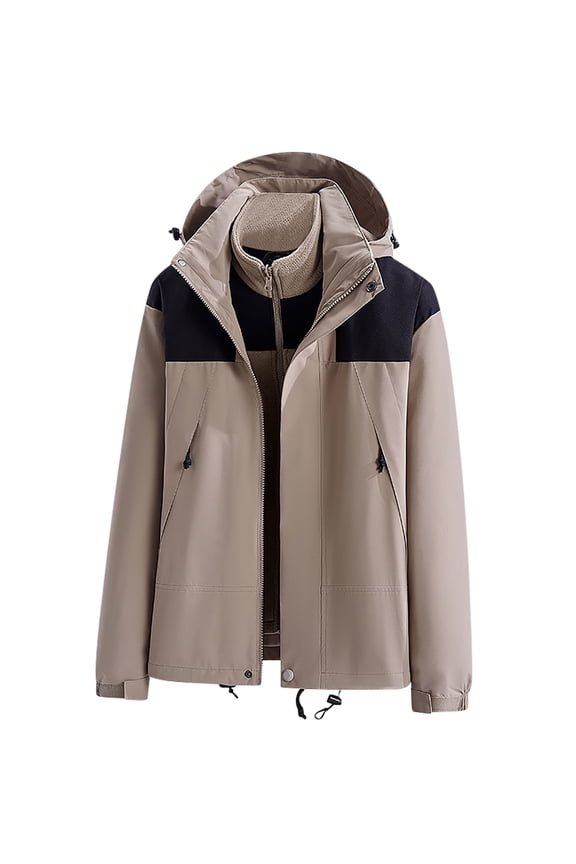 Windproof Plus Size Winter Warm Coats for Womens Detachable Cap And Windproof Thick Three-in-one Jacket Outdoor Sports Warm Jacket