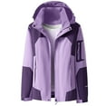 thumbnail image 1 of Windproof Plus Size Winter Warm Coats for Womens Fashion Comfortable Casual Color Block Interchange Jacket Drawstring Pocket Long Sleeve Hooded Casual Outwear Jackets, 1 of 2