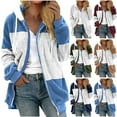 thumbnail image 1 of Winter Warm Fashion Faux Zip Up Hooded Jackets for Womens Fashion Plus Size V-Neck Pullover Tops Long Sleeve Hooded Blouse Sweatshirt, 1 of 6