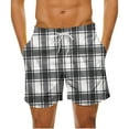 thumbnail image 1 of jobturf Mens Plaid Casual Shorts Elastic Waist Drawstring Lightweight Summer Beach Shorts Classic Fit Stretch Vacation Shorts with Pockets, 1 of 4