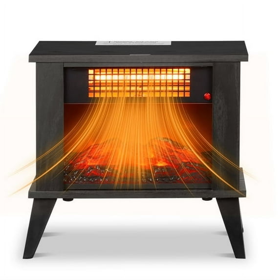 Clearance 1000W Electric Fireplace Heater, Portable Freestanding Wood Stove with 3D Realistic Flame, for Bedroom, Office, Living Room and Indoor Small Space