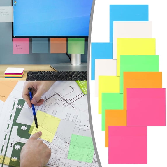 100Pc Transparent Sticky Notes 75X75Mm (1 Book) Rose Red