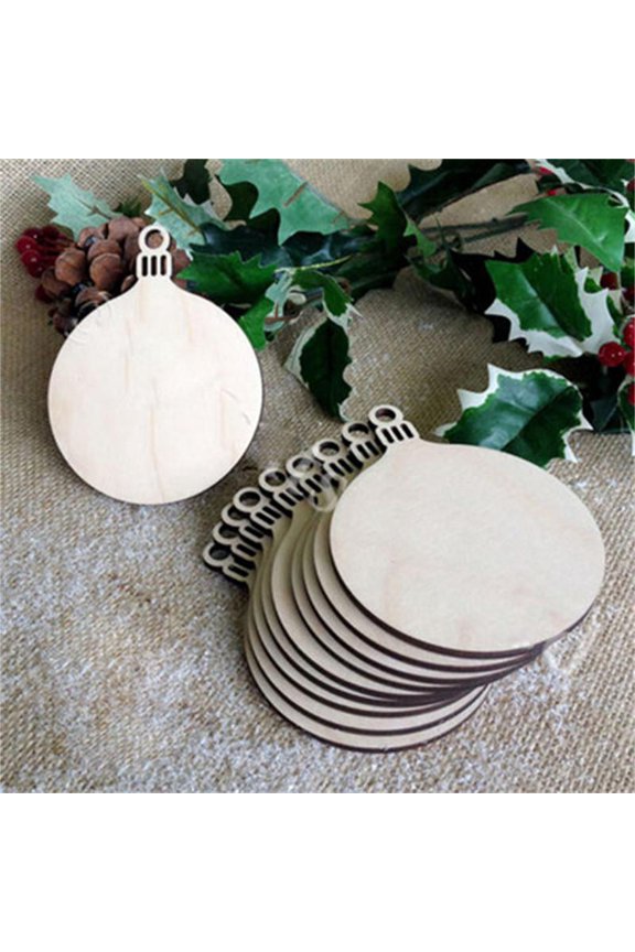 Clearance 10PCS Wooden Christmas Pendant Christmas Unfinished Wooden Ornaments Blank Christmas Tree Craft Wooden Decorations for DIY Christmas Party Decor
