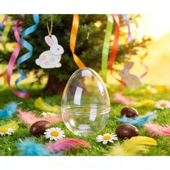 11.81" Jumbo Fillable Easter Egg, Giant Transparent Plastic Empty Egg Container for Easter Basket Stuffers Egg Hunt Party Mother's Day Gift(1 Pc)