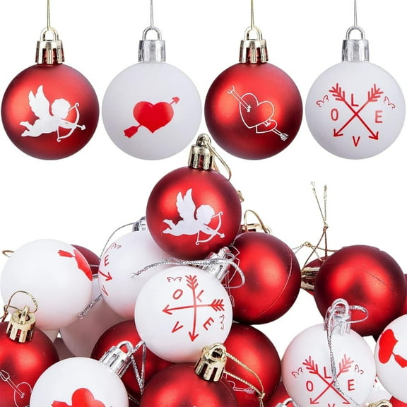 Clearance! 12 Pieces Valentine's Day 520 Love Ball Tree Ornaments Valentine Ornament Hanging Ornaments for Tree Valentine's Day Decoration Valentine Decorative Supplies for Party