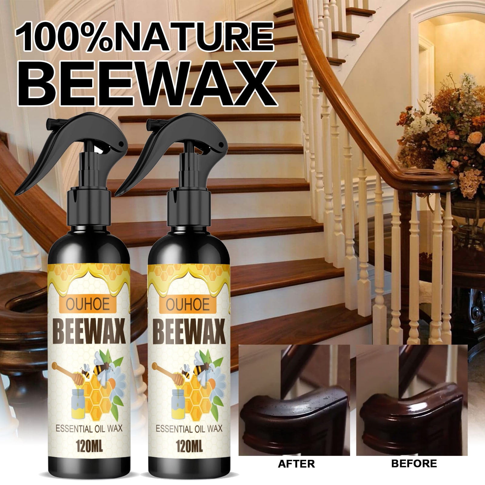 Natural Micro-molecularized Beeswax Spray, Beeswax Spray Furniture Polish  And Cleaner, Crack And Scratch Renovation Care Wax