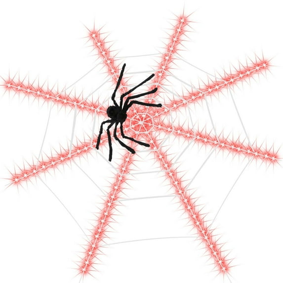 12FT Halloween Web LED Lights with 8 Lighting Modes,Horror LED Spider Web Lights,Halloween Festival Theme Decoration Prop,for Halloween Decorations Indoor Outdoor Yard Garden Party