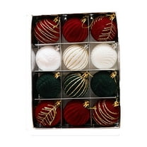 Clearance!12PCS Velvet Christmas Ornaments Balls, Burgundy Christmas Balls Ornaments, Flocked Christmas Tree Ball Hanging Ornaments Shatterproof Xmas Bulbs For Christmas Tree Decorations Parties(2.4In