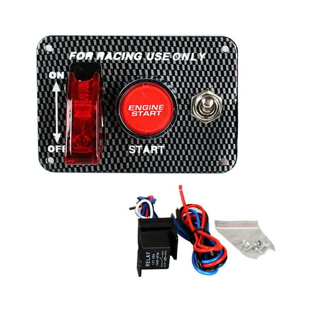 Clearance, 12V Carbon Ignition Panel with LED Toggle, Racing Auto