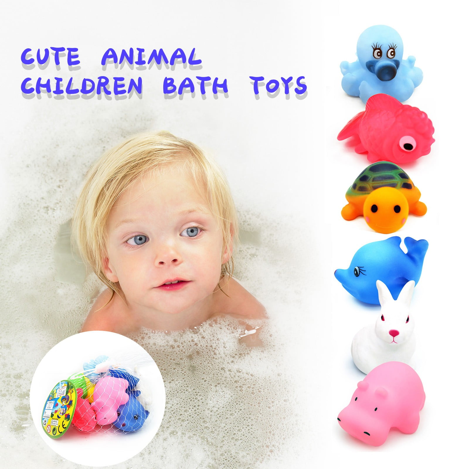Clearance! 12pcs Zoo & Sea Animal Baby Bathroom Toys, Squeeze or Water ...