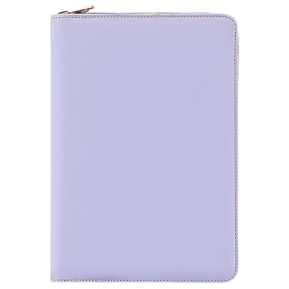 Clearance Under $13, 1 Pack A5 Zippered Portfolio, PU Leather Notebook, 200-Page Lined Journal & Document Organizer for Business & Office, 26x19.5cm(Purple)