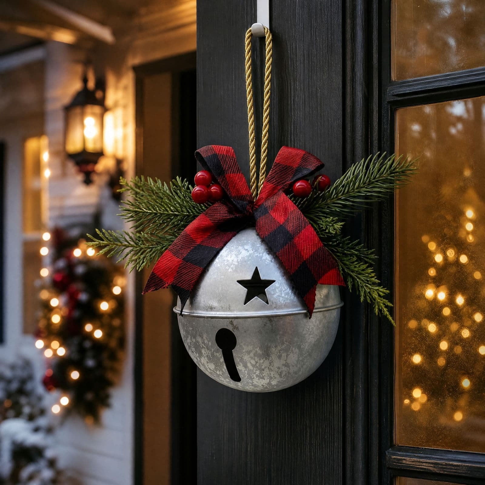 2 Inch Bell Clearance 14.6 Inch Large Metal Christmas Bell with Jute Hanging Rope ...