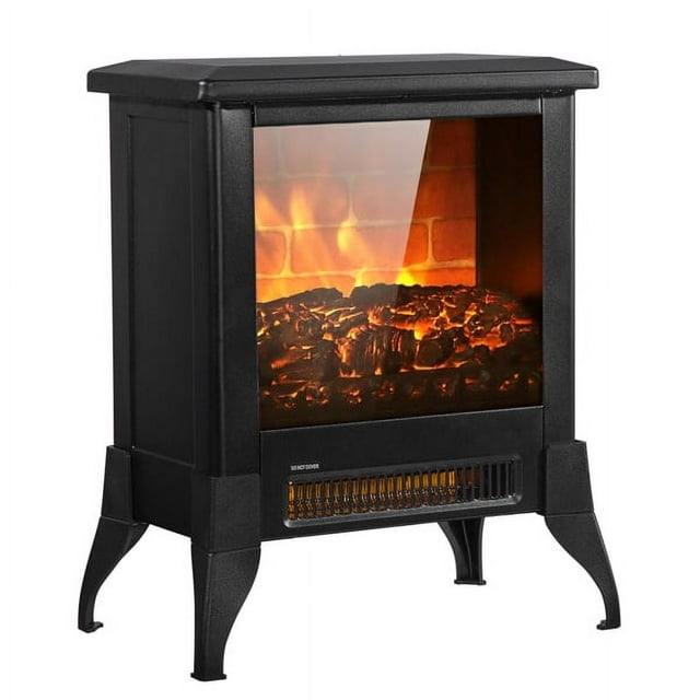 Clearance! 14 inch 1400w Freestanding Fireplace Fake Wood / Single Color / Heating Wire / One Rocker Flame Switch Button / One Rocker Heating Switch Button