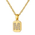 thumbnail image 1 of 14K Gold Plated Necklace for Women Square Cubic Zirconia Initial M Necklaces for Her Valentine's Day Christmas Birthdady Gift, 1 of 5