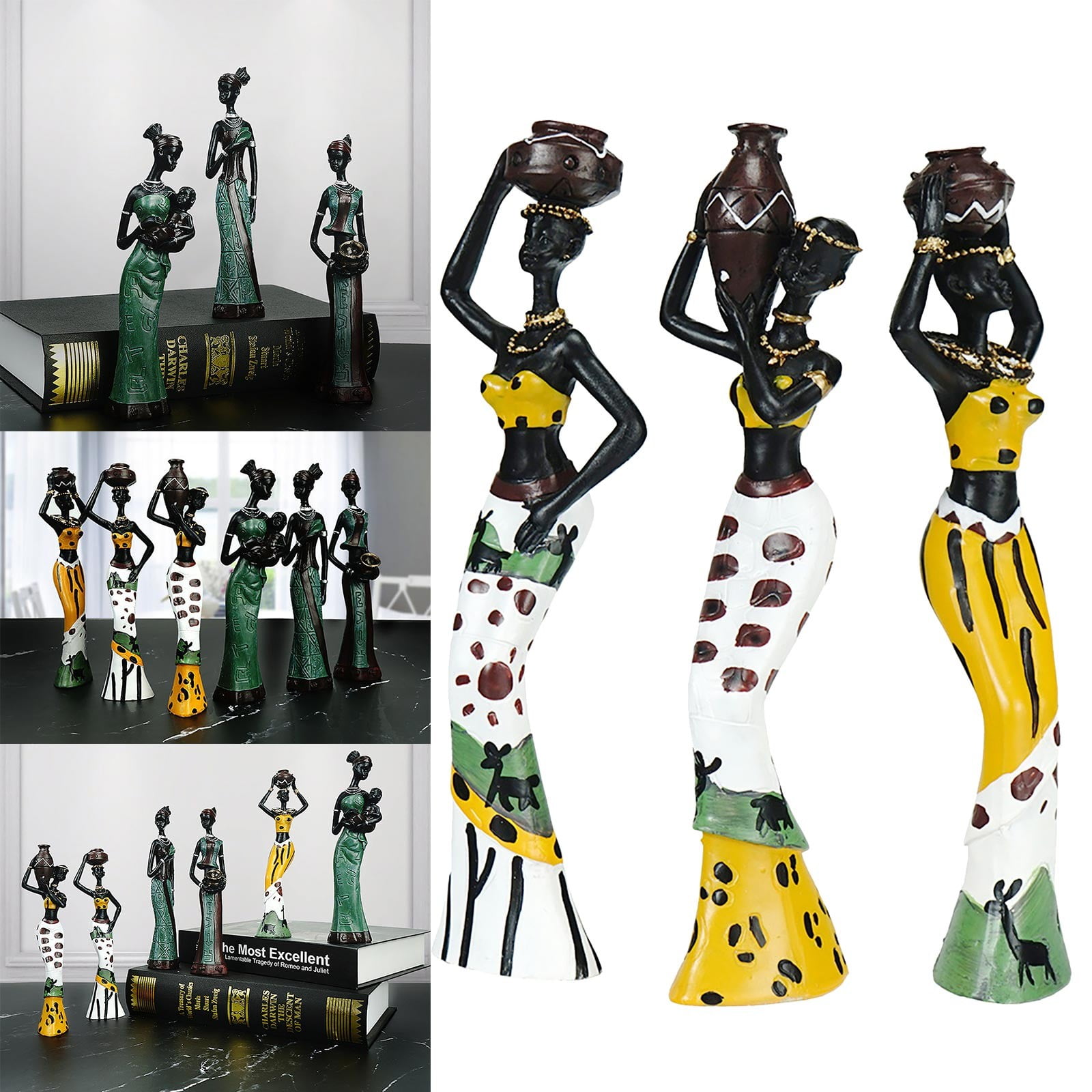 Clearance Under $15 3PACK Vintage African Statue. Hand Sculpture African  American Figurines. Exotic Lady African Art Piece For Home Decor. Figurines  ..., image size:1600x1600