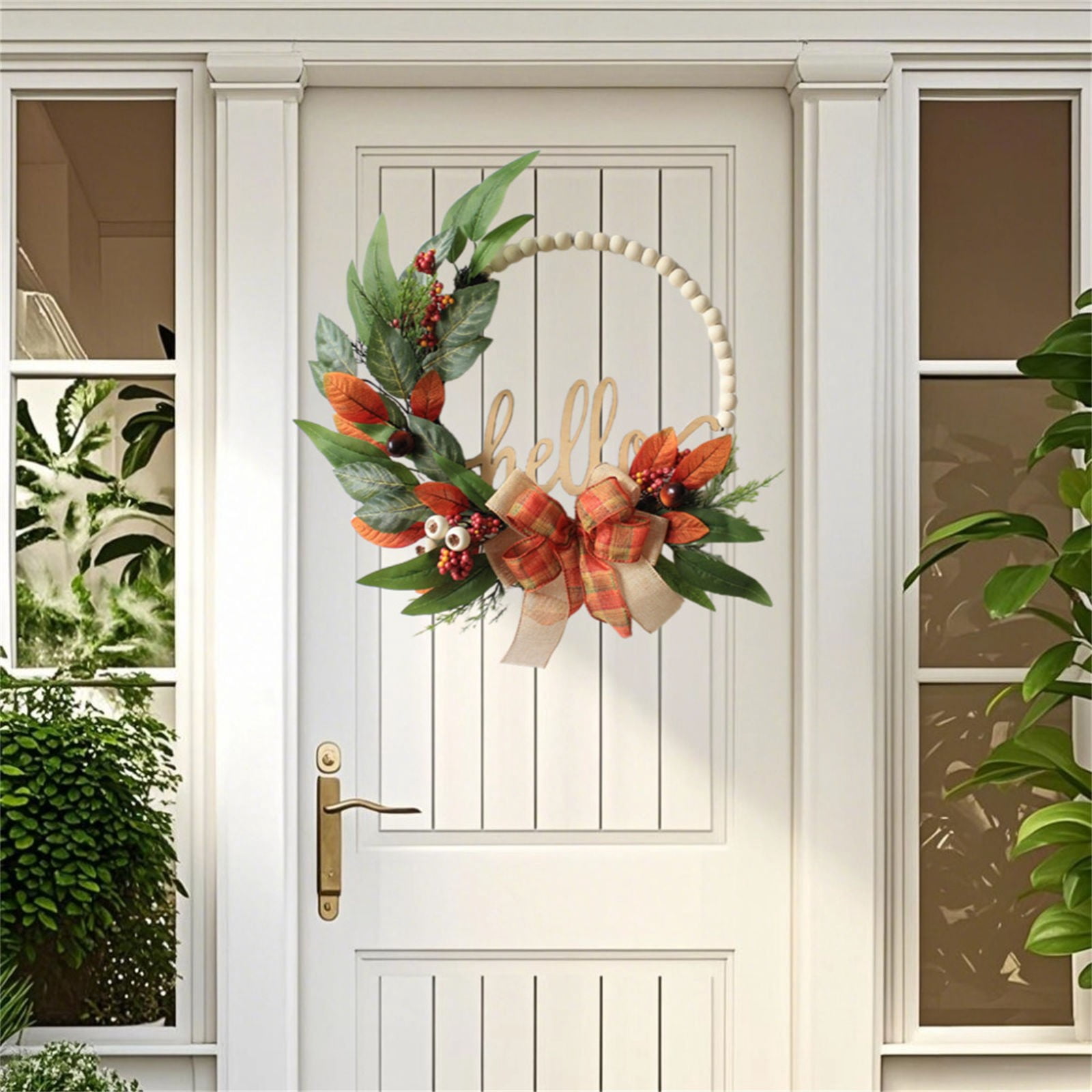 Clearance! Under $15 Fall Wood Wreath For Front Door Autumn Orange ...
