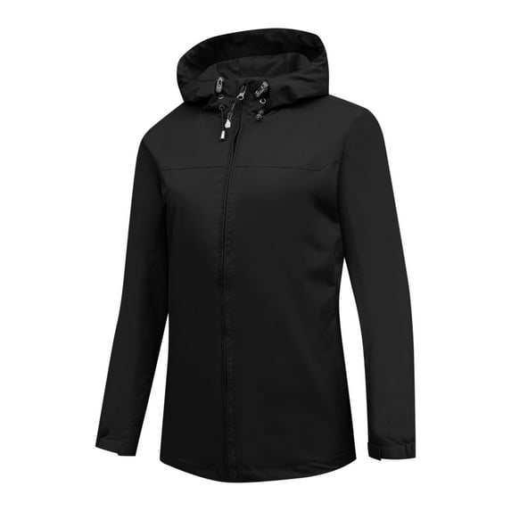 Clearance under 15!Sevevn Ladies' Spring And Winter Waterproof Hooded Pocket Zipper Jacket Outdoor Mountaineering Clothing Sports Jacket Beach Vacation Clothes for Women Black M
