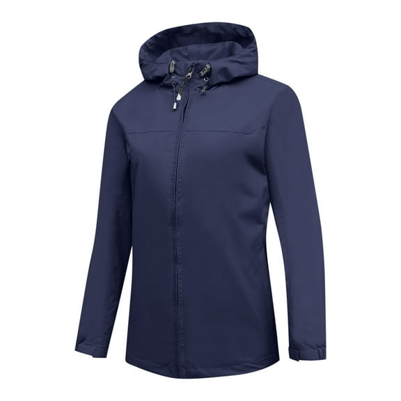Clearance under 15!Sevevn Ladies' Spring And Winter Waterproof Hooded Pocket Zipper Jacket Outdoor Mountaineering Clothing Sports Jacket Women Beach Fashion Navy S