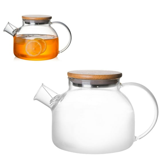Clearance Under $15 TOTOYTO Glass Teapot Stovetop Microwave Glass Tea Kettle with Lid and Removable Filter Spout Heatproof Borosilicate Glass Teapot for Loose Tea and Fruit Tea