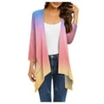 thumbnail image 1 of under $15 Turilly Lady Coats Summer Plus Size Jackets Women's Gradient Printed Long Sleeved Irregular Hem Pleated Cardigan (suitable for Summer and Autumn) Cardigan, 1 of 4
