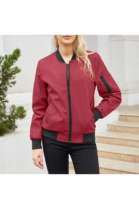 Women's Coats and Jackets Womens Jackets Lightweight Zip Up Cropped Coat Fashion Windbreaker Outerwear Casual Quilted Jacket Baseball Uniform