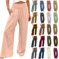 thumbnail image 1 of Clearance Under $15 Yteetum Womens Wide Leg Pants Summer Loose High Waist Straight Leg Pants Ladies Casual Comfy Stretch Breathable Running Workout Lounge Pants XXL, 1 of 5