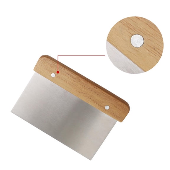 Clearance! 15cm Stainless Steel Dough Scraper with Wooden Handle, Multi-Purpose Bench Scraper for Bread, Pizza, Dough Cutting & Kitchen Baking