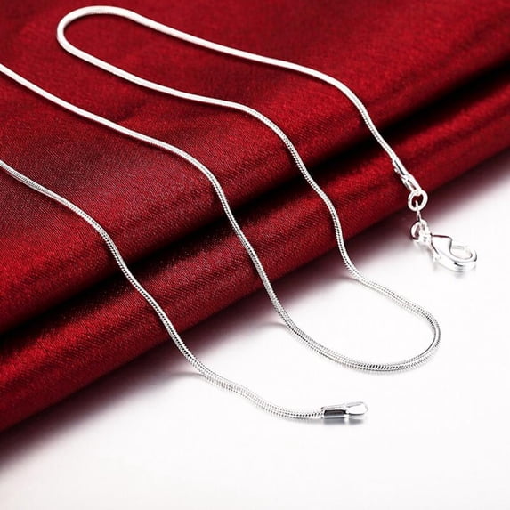 Clearance!16Inch Collier Femme Fashion Jewelry Sterling Silver 1 mm Snake Chain Necklace Women