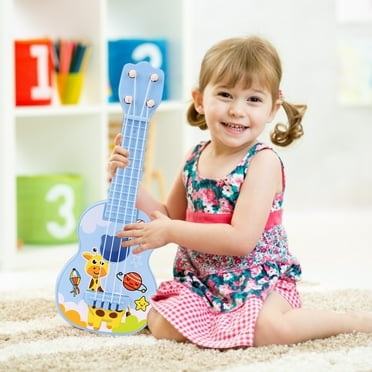 Clearance! 17 Inch Kids Ukulele Guitar Toy 4 Strings Mini Children Musical Instruments Educational Learning Toy for Toddler Beginner Keep Tone Anti-Impact Can Play with Picks/Strap/Primary Tutorial