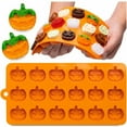 thumbnail image 1 of Clearance 18-Cavity Mini Pumpkin Silicone Mold, Non-Stick Baking Tray, Flexible Mold for Halloween Chocolate, Candy, and Jelly Treats, 1 of 5